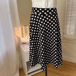 Top Fashion of NY vintage Black & White Polka Dot A-Line Skirt S